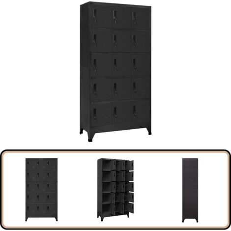 Schließfachschrank Anthrazit 90x40x180 cm Stahl - Metallschrank - Garderobenschrank - Abstellraum - Bürobedarf - Lagerung