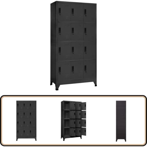 Schließfachschrank Anthrazit 90x45x180 cm Stahl - Schliessfachschrank - Metallschrank - Garderobe - Bürobedarf - Lagerraum