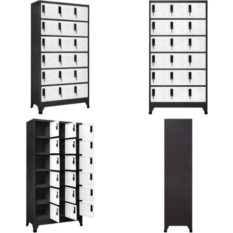 Schließfachschrank Anthrazit und Weiß 90x40x180 cm Stahl - Metallschrank - Schliessfachschrank - Bürobedarf - Garderobe - Lagerraum - Home & Living