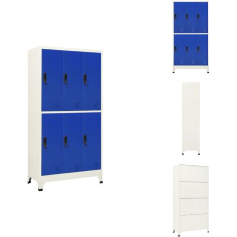 Schließfachschrank Grau und Blau 90x45x180 cm Stahl - Schliessfachschrank - Metallschrank - Garderobe - Bürobedarf - Abstellraumorganisation