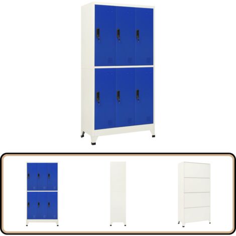 Schließfachschrank Grau und Blau 90x45x180 cm Stahl - Schliessfachschrank - Metallschrank - Garderobe - Bürobedarf - Abstellraumorganisation