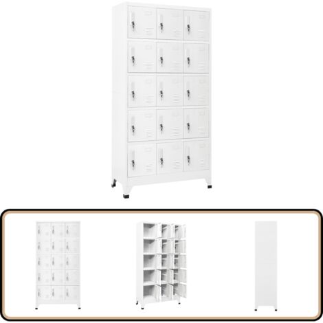 Schließfachschrank Hellgrau 90x40x180 cm Stahl - Schliessfachschrank - Metallschrank - Garderobe - Bürobedarf - Lagerraum