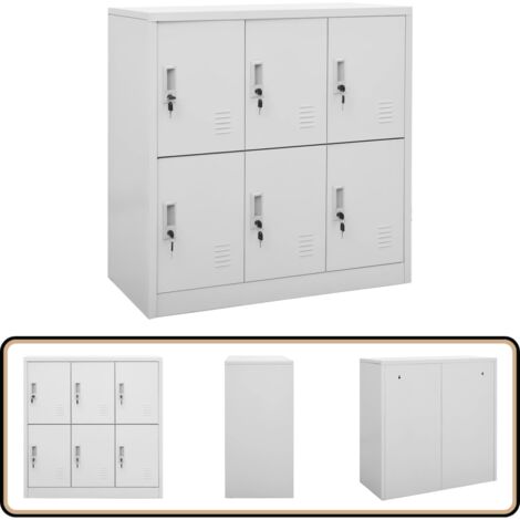 Schließfachschrank Hellgrau 90x45x92,5 cm Stahl - Schliessfachschrank - Metallschrank - Bürobedarf - Garderobe - Aufbewahrungsbox