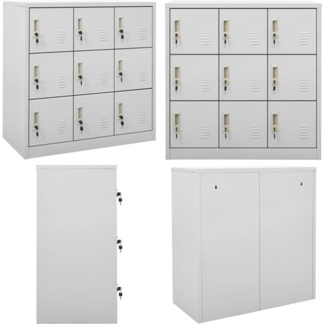 Schließfachschrank Hellgrau 90x45x92,5 cm Stahl - Schliessfachschrank - Metallschrank - Garderobenständer - Büroorganisation - Lagerraum - Home & Living