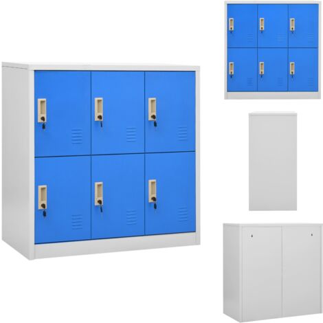 Schließfachschrank Hellgrau und Blau 90x45x92,5 cm Stahl - Schliessfachschrank - Metallschrank - Bürobedarf - Garderobe - Aufbewahrungsbox