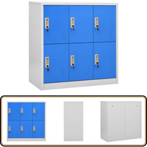 Schließfachschrank Hellgrau und Blau 90x45x92,5 cm Stahl - Schliessfachschrank - Metallschrank - Bürobedarf - Garderobe - Aufbewahrungsbox