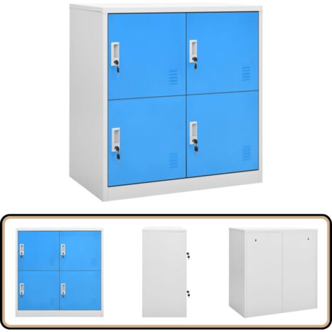 Schließfachschrank Hellgrau und Blau 90x45x92,5 cm Stahl - Schliessfachschrank - Metallschrank - Bürobedarf - Garderobe - Aufbewahrungsbox