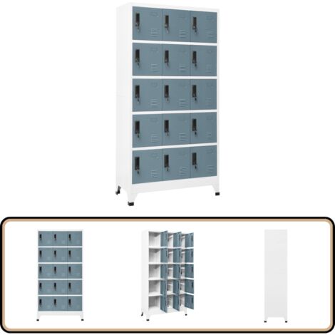 Schließfachschrank Hellgrau und Dunkelgrau 90x40x180 cm Stahl - Schliessfachschrank - Metallschrank - Garderobe - Bürobedarf - Lagerraum