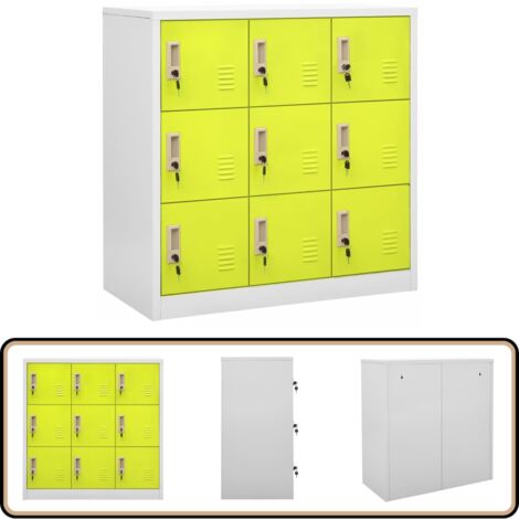 Schließfachschrank Hellgrau und Grün 90x45x92,5 cm Stahl - Schliessfachschrank - Metallschrank - Garderobenständer - Büroorganisation - Lagerraum