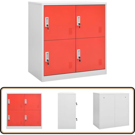 Schließfachschrank Hellgrau und Rot 90x45x92,5 cm Stahl - Schliessfachschrank - Metallschrank - Garderobe - Büroorganisation - Lagerraum