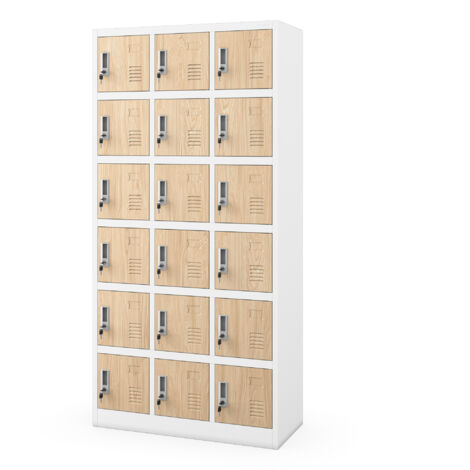 Schließfachschrank KAROL, 900 x 1850 x 400 mm, Eco Design: Weiß/Sonoma-Eiche