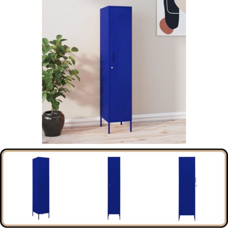 Schließfachschrank Marineblau 35x46x180 cm Stahl - Schliessfachschrank - Metallschrank - Garderobenständer - Büroorganisation - Aufbewahrungsbox