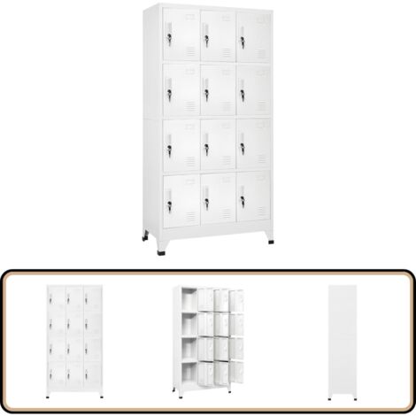 Schließfachschrank mit 12 Fächern 90x45x180 cm - Schliessfachschrank - Garderobe - Lagerraum - Werkzeugschrank - Industrieller Stil