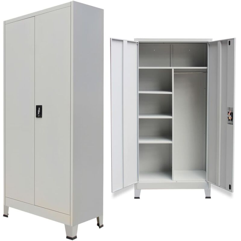 Schließfachschrank mit 2 Türen Stahl 90x40x180 cm Grau