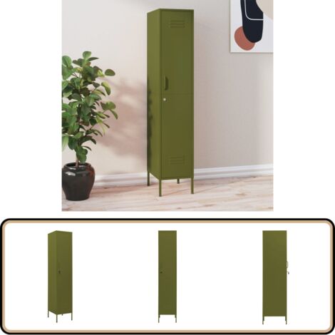 Schließfachschrank Olivgrün 35x46x180 cm Stahl - Schliessfachschrank - Metallschrank - Garderobe - Büroorganisation - Aufbewahrungsbox