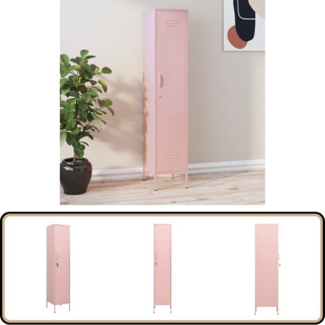Schließfachschrank Rosa 35x46x180 cm Stahl - Schliessfachschrank - Rosa Schrank - Metallschrank - Garderobe - Aufbewahrungsraum