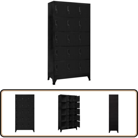 Schließfachschrank Schwarz 90x40x180 cm Stahl - Schliessfachschrank - Metallschrank - Garderobe - Bürobedarf - Lagerraum