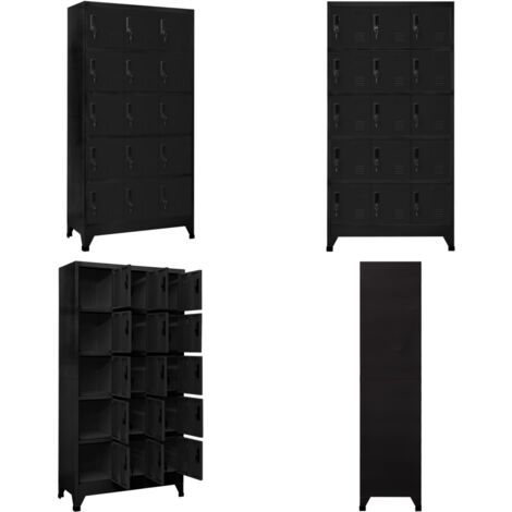 Schließfachschrank Schwarz 90x40x180 cm Stahl - Schliessfachschrank - Metallschrank - Garderobe - Bürobedarf - Lagerraum - Home & Living