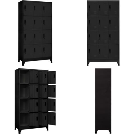 Schließfachschrank Schwarz 90x45x180 cm Stahl - Schliessfachschrank - Metallschrank - Garderobe - Bürobedarf - Lagerraum - Home & Living