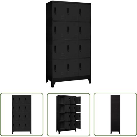 Schließfachschrank Schwarz 90x45x180 cm Stahl vidaXL