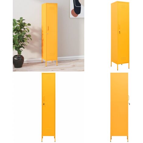 Schließfachschrank Senfgelb 35x46x180 cm Stahl - Schliessfachschrank - Metallschrank - Garderobeschrank - Aufbewahrungsraum - Büroorganisation - Home & Living