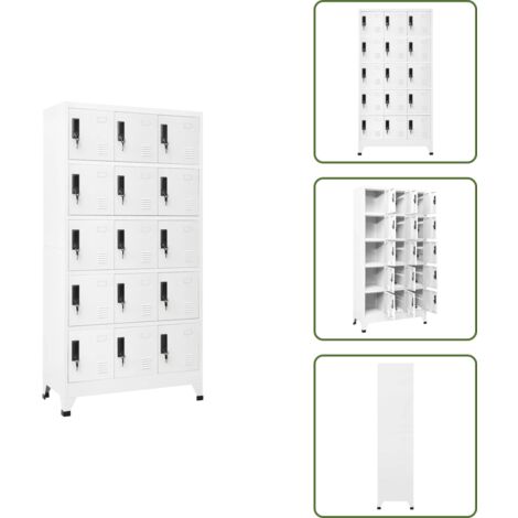 Schließfachschrank Weiß 90x40x180 cm Stahl - Schliessfachschrank - Lagerschank - Metallschrank - Bürobedarf - Garderobe