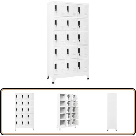 Schließfachschrank Weiß 90x40x180 cm Stahl - Schliessfachschrank - Lagerschank - Metallschrank - Bürobedarf - Garderobe