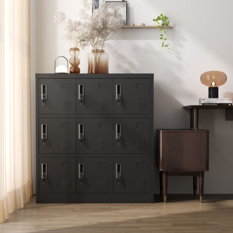 Schließfächer mit neun Staufächern und sicheren Kartenfächern, 100 × 90 × 40 cm, schwarz
