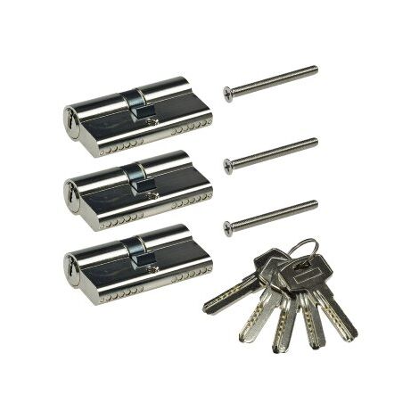 Schließzylinder-Set 3x 60mm, 5 Schlüssel, Not- & Gefahren