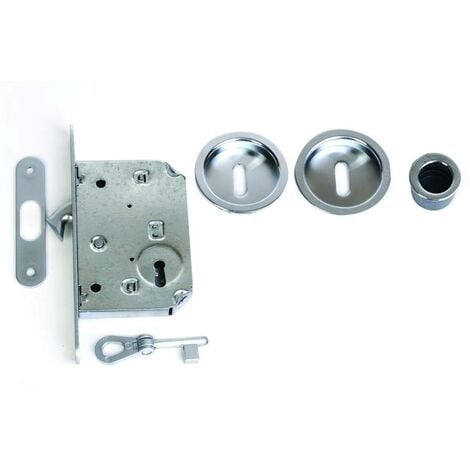 Schloss Clé L Edelstahl gebürstet BLINDOMAX für Schiebetüren - 488