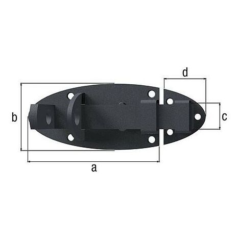 Schlossriegel DURAVIS® 90 x 44 mm, mit rundem Griff, schwarz-diamant, Material: Stahl, blau verzinkt