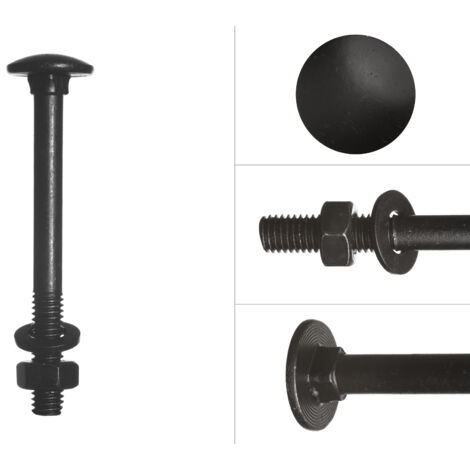 Schlossschrauben mit Mutter und Scheibe verzinkt schwarz M6 x 60