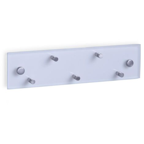 Schlüsselaufhänger 30 x 8 cm + 5 Haken, Glas, Edelstahl, ZELLER