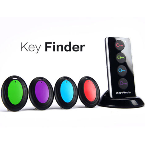 Schlüsselfinder, kabelloser Schlüsselfinder-Tracker/kabelloser RF-Gegenstandsfinder mit LED-Taschenlampenhalter und Basis für Handy-Haustiere (1–4)
