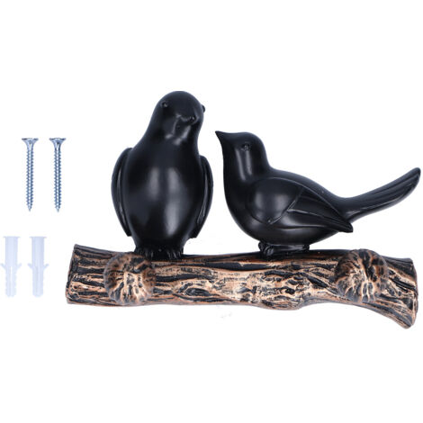 Schlüsselhalter in Vogelform aus Kunstharz zur Wandmontage – Aufbewahrung für Mäntel, Hüte und Handtücher in Metallic-Farbe für Wohnzimmer/Küche