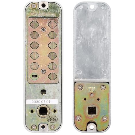 Schlüsselloses mechanisches Zahlenschloss – Regenfeste Zinkplatte – Abmessungen 142 x 42 x 25 mm – Für Türen mit einer Stärke von 30–60 mm