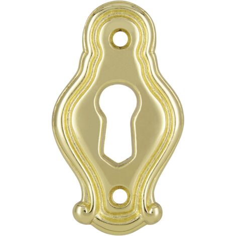 Schlüsselschild Mondial Breite 26mm, Höhe 46mm - Beschlag für Schlüsselloch, Messing glänzend