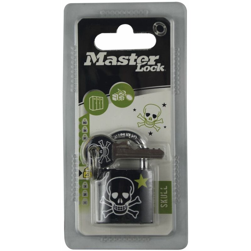 Master Lock - Vorhangschloss 'Skull' mit Schlüssel, Breite 30 mm, verschsp., sb