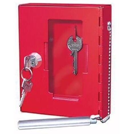 Schlüsselschrank ® 12 x 15 x 4 cm (B x H x T) inkl. Klöppel 2 Schlüsseln Stahlblech pulverbeschichtet rot