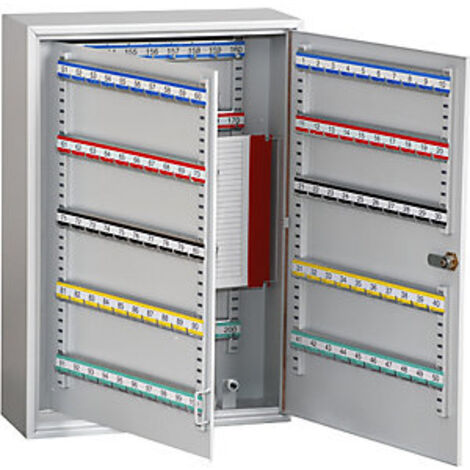Schlüsselschrank  150 Haken  HxBxT 550 x 380 x 140 mm  lichtgrau