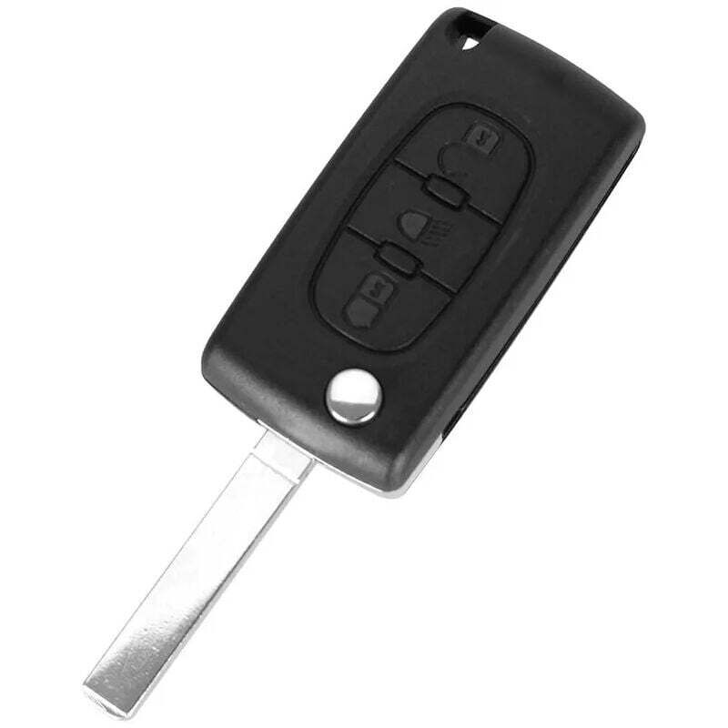 Schlüsselanhänger-Etui für Citroen C4 C5 C4 Picasso C6CE0523Fernbedienung mit 3 Tasten und Scheinwerfer, Flachdesign (ohne Nut), batterieloses Modell