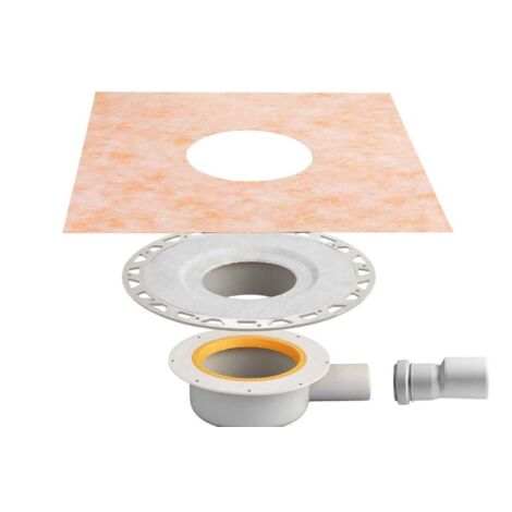 Schluter – Bonde de douche horizontale DN40 sans grille – Débit 0,4 l/s – Garde d'eau 3 cm – Compatible natte KERDI – Raccord DN40 à DN50 inclus