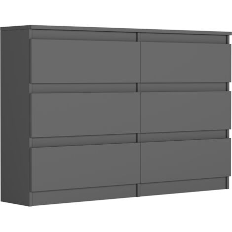 Schmale Kommode mit Schubladen Anthrazit 120 x 30 cm - Modern R120