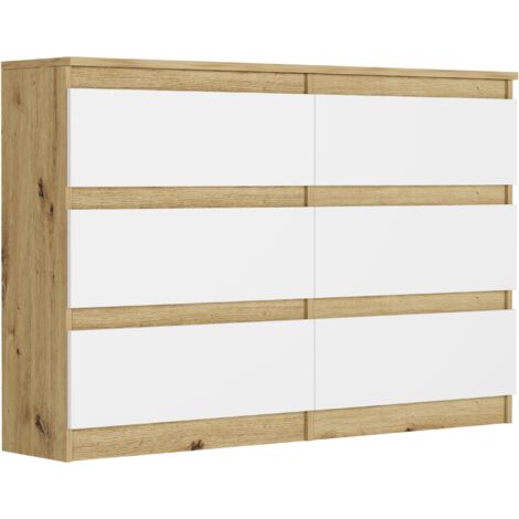 Schmale Kommode mit Schubladen Artisan Mix Weiß 120 x 30 cm - Modern R120