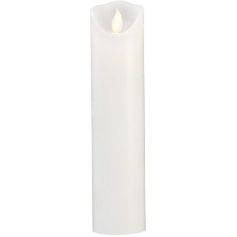Schmale LED Stumpenkerze ,M-Twinkle', Flacker-Effekt, Batterie und Timer, weiß, H 20cm