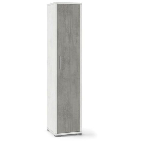 Schmaler Mehrzweckschrank aus Cement White Holz 39x41x H182 cm