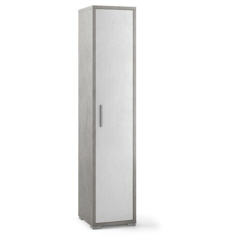 Schmaler Mehrzweckschrank aus weißem Zementholz 39 x 41 x H182 cm