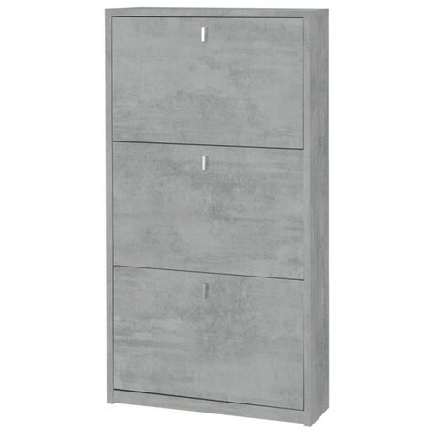 Schmaler Schuhschrank 3 Türen, Platz für 7 Paar Schuhe, modernes Design Kopen - Grau