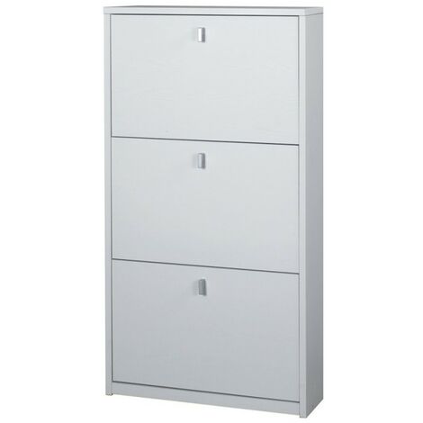 Schmaler Schuhschrank 3 Türen, Platz für 7 Paar Schuhe, modernes Design Kopen - Weiß Shabby