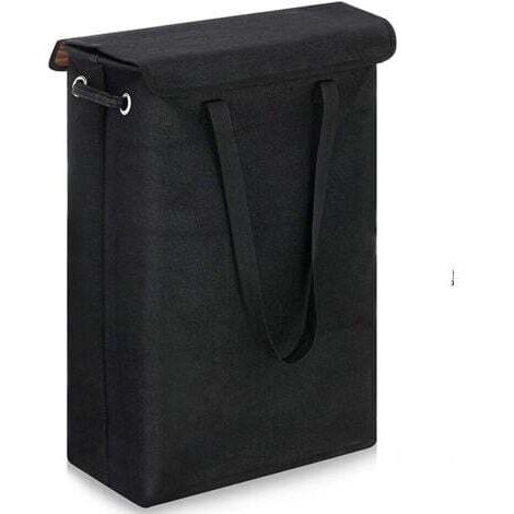Schmaler Wäschekorb mit Deckel (schwarz) – 45 L – Großer, atmungsaktiver und faltbarer schmaler Wäschekorb – Großer Aufbewahrungskorb für Kleidung, Schlafzimmer
